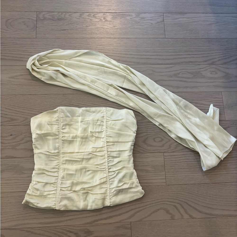 Lioness Ivory Strapless Top with Scarf